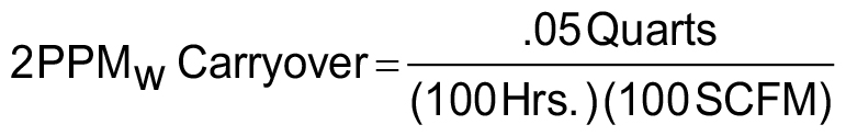 compressed air oil carryover equation